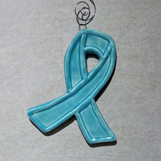 Teal Ribbon Ornament