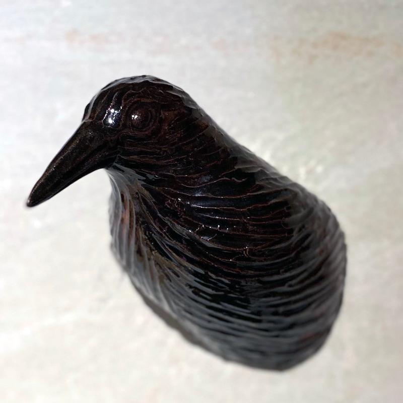 Raku fired Wall Crow